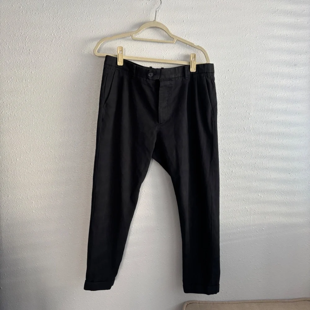 AllSaints Men's Black Tallis Crop Pleated Trousers - Size 32 - Picture 7 of 8